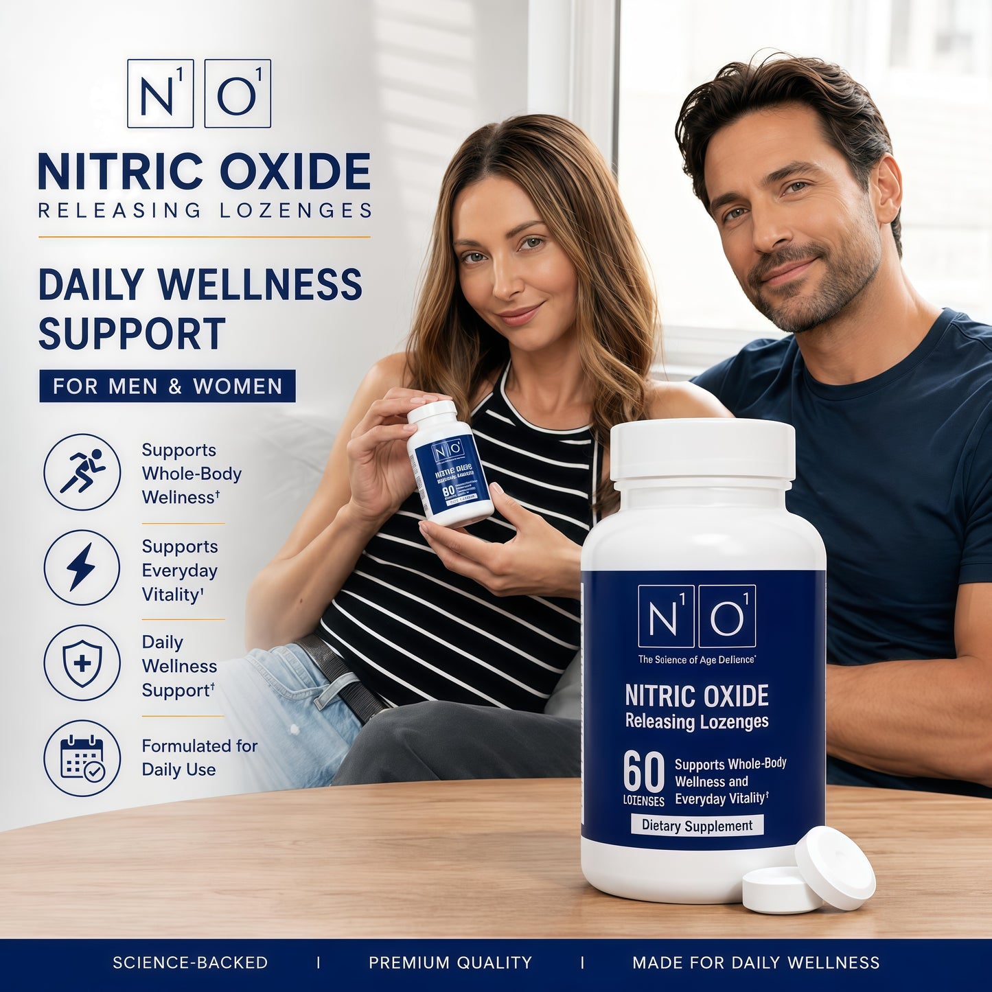N1O1 Nitric Oxide Lozenges Supplement, 60 Count, 30-Day Supply